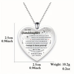 Heart Shaped Crystal Pendant Necklace Gift for Granddaughter