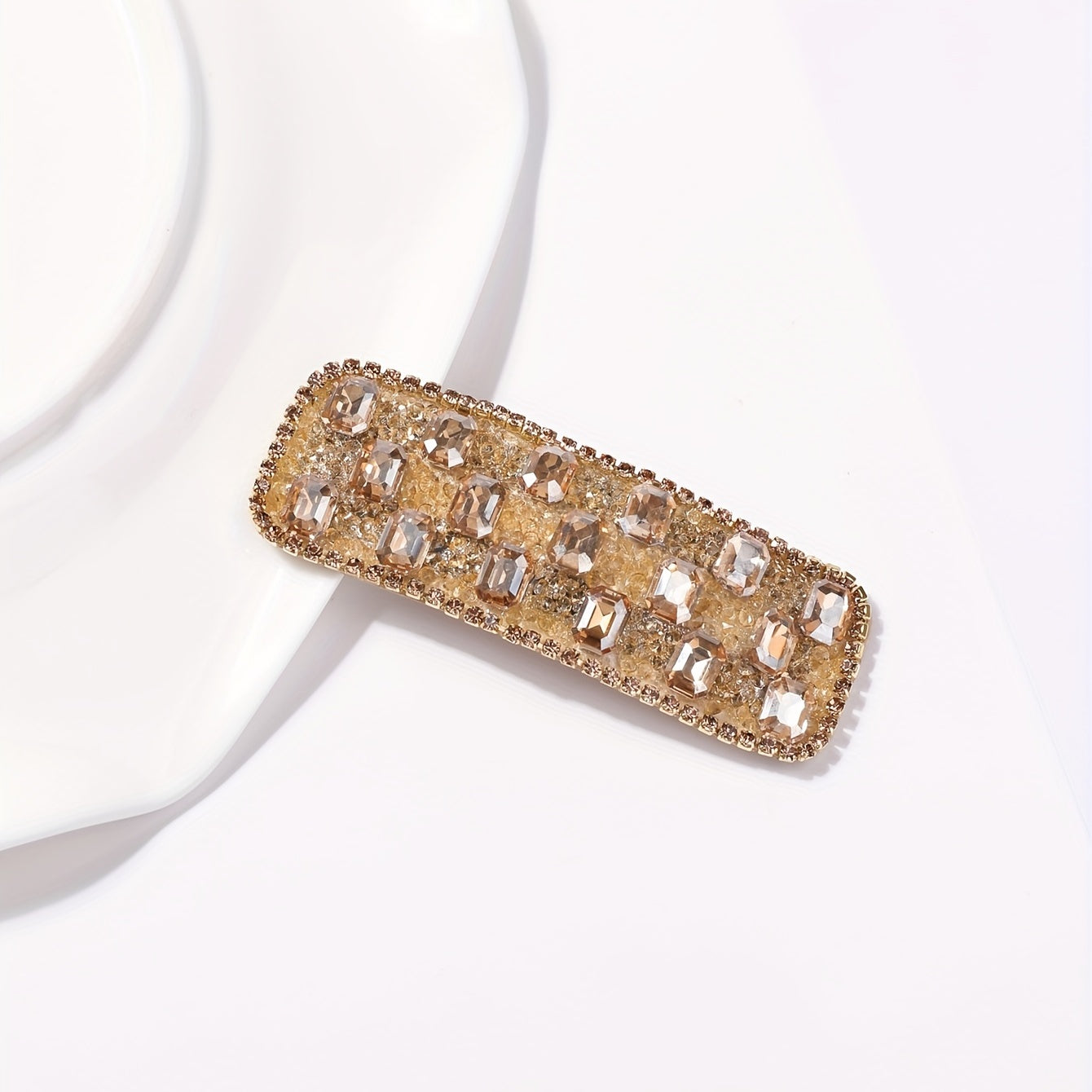 Rhinestone Snap Rectangle Hair Clip Glitter Hair Accessory