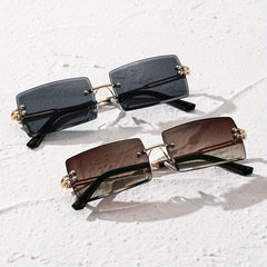 Gradient Rimless Sunglasses Metal Temple UV400