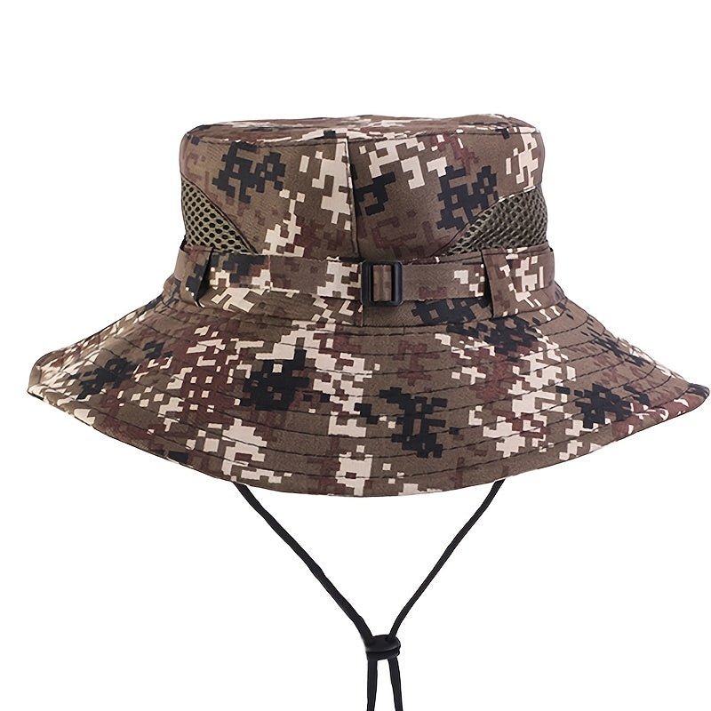 Kids Camo Sunshade Bucket Hat for Outdoor Hiking
