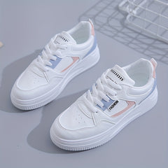 Thick Sole Heighten Flat Chunky Sneakers Faux Leather