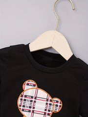 Baby Boys Plaid Bear Graphic T shirt & Shorts Set for Summer