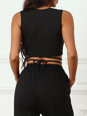 Y2K Lace Up Crop Tank Top Sleeveless Summer Women's Clothing