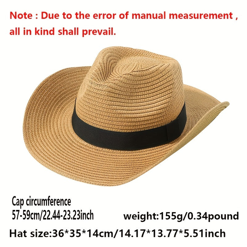 Candy Jazz Fedora Cap Rolled Brim Vintage Sun Hat Outdoor Breathable Straw Hat