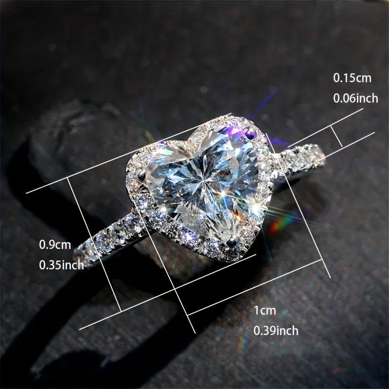 Romantic Engagement 3 Prong Heart Zirconia Rings for Women