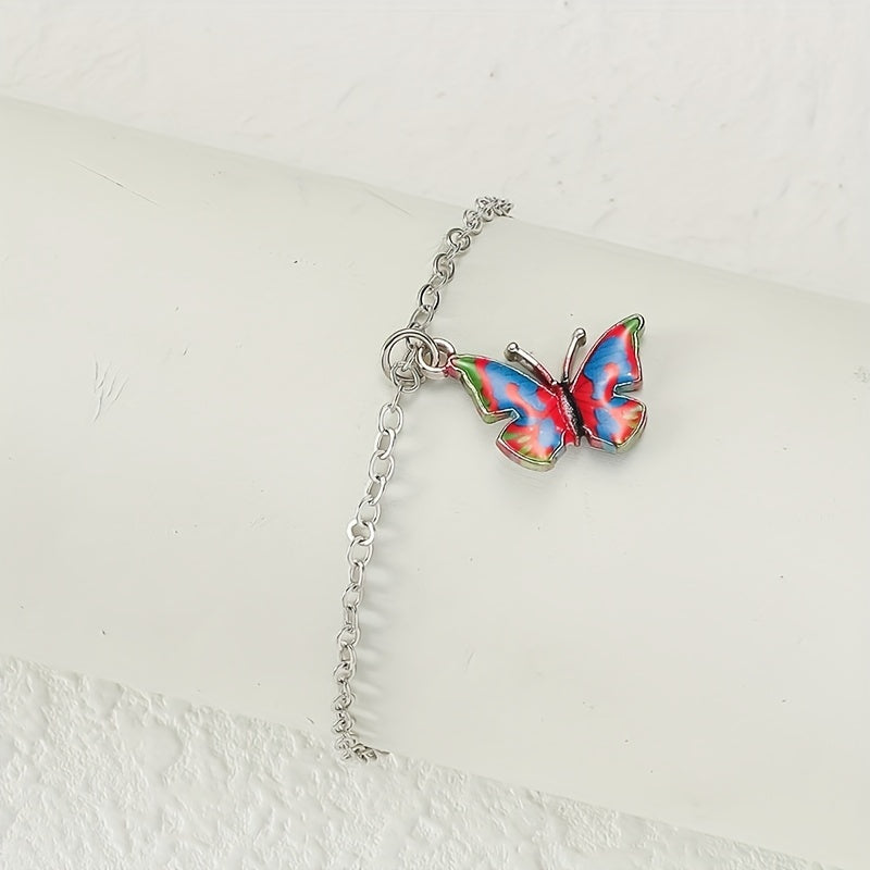 Colorful Butterfly Pendant Chain Anklet Boho Style Adjustable Women Dating Gift