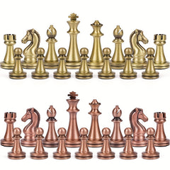 Wooden Chess Set with Metal Pieces in Foldable Box