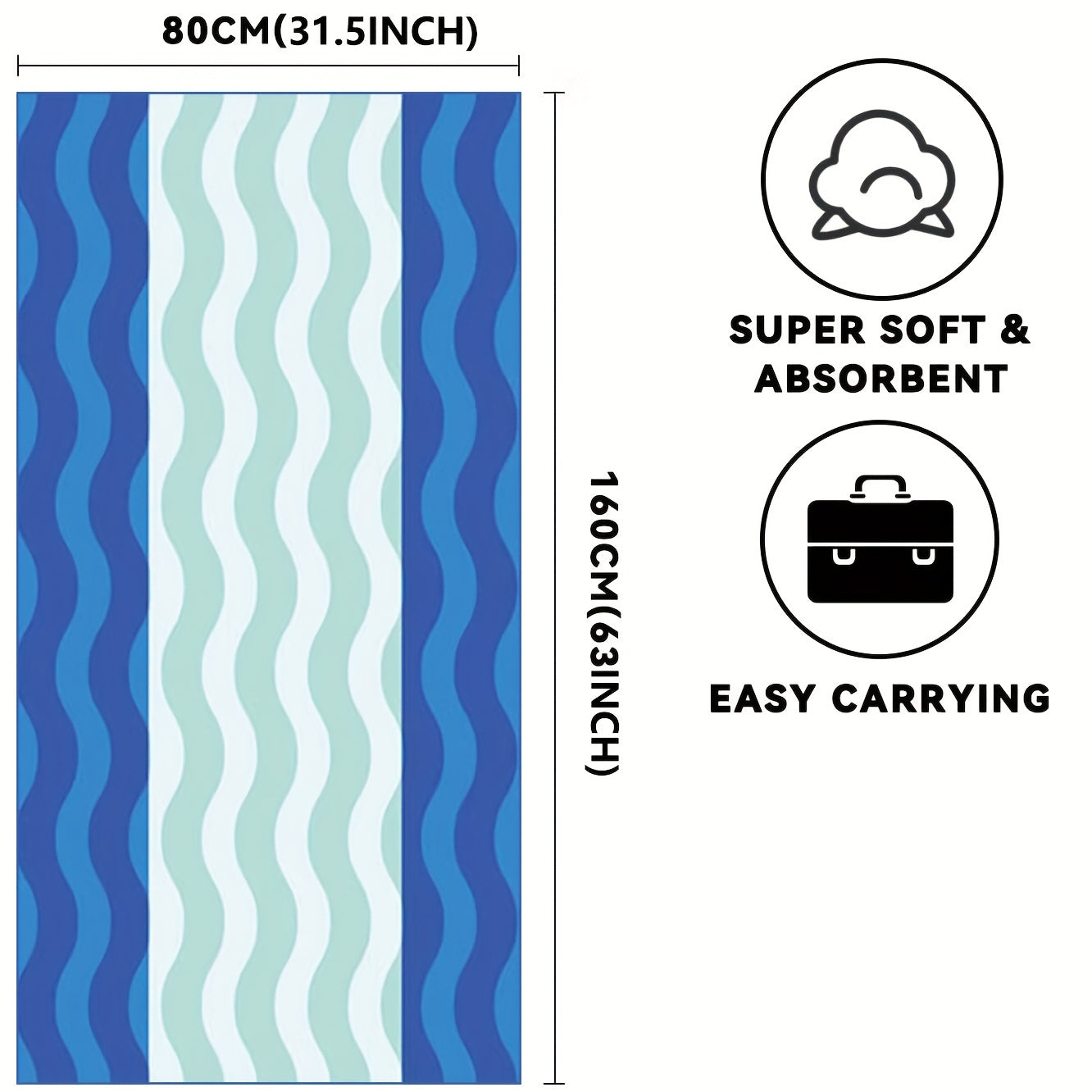 Microfiber Beach Towel Quick Drying Soft Absorbent Sandproof
