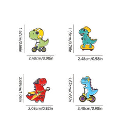 Dinosaur Enamel Pin Red Green Guitar Brooch for Women Bag Gift
