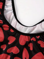  Heart Print Racer Back Sports Bra