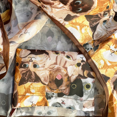 Cat Pattern Foldable Tote Bag Large Capacity Portable Shoulder Bag