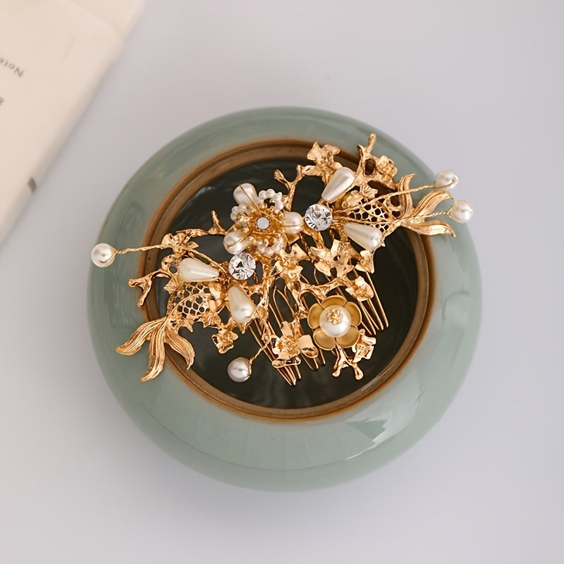 Golden Butterflies Hairpin Wedding Bride Hair Comb