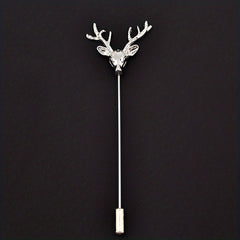 Retro Deer Head Brooch Men's Small Suit Inserted Long Needle Style