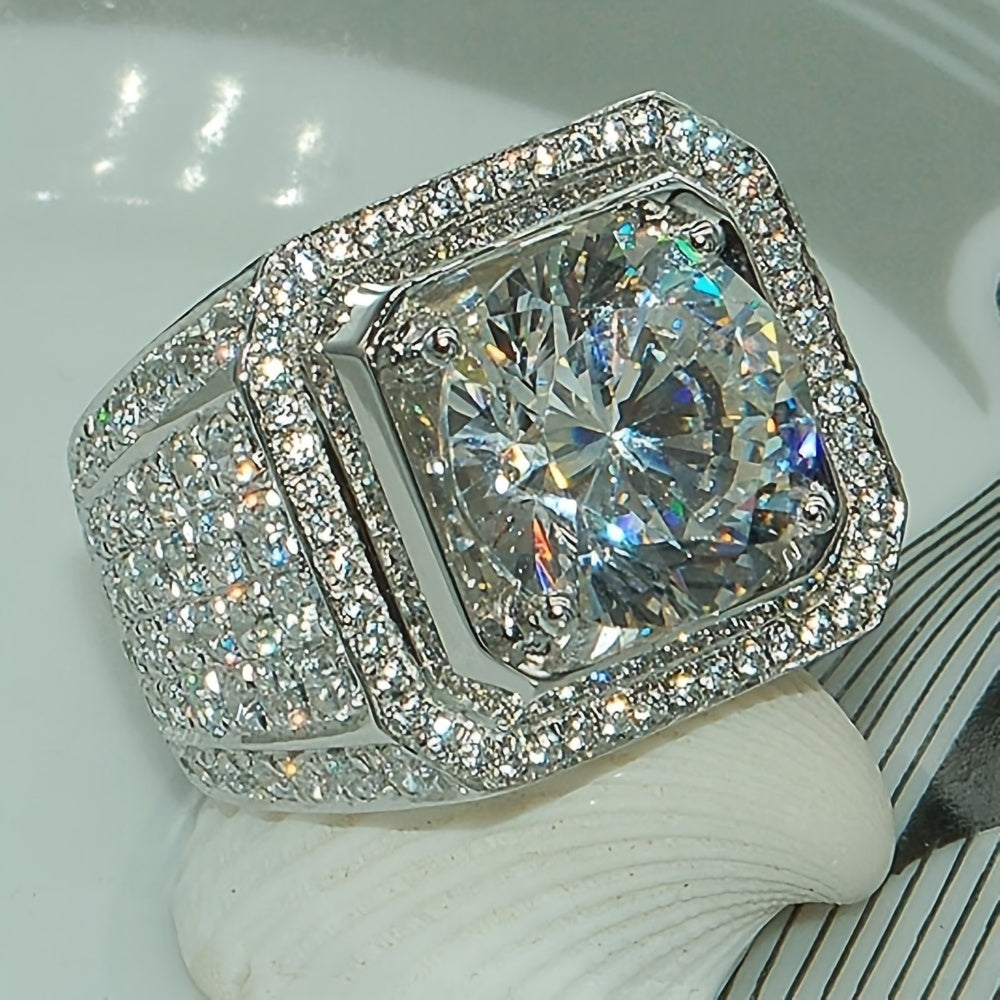 Sapphire Faux Diamond Engagement Band Crystal Rings For Men