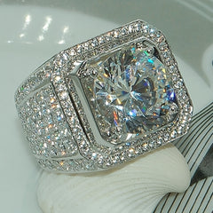 Sapphire Faux Diamond Engagement Band Crystal Rings For Men