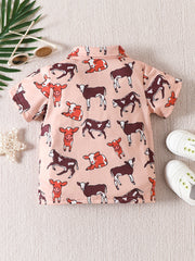 Boys Cow Cartoon Polo Shirt Summer Kids Clothes