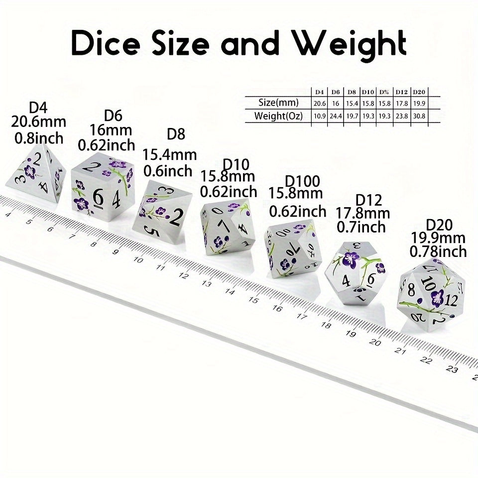 Metal Dice Heavy Metal Texture Petal Dice Set for Desktop Collection