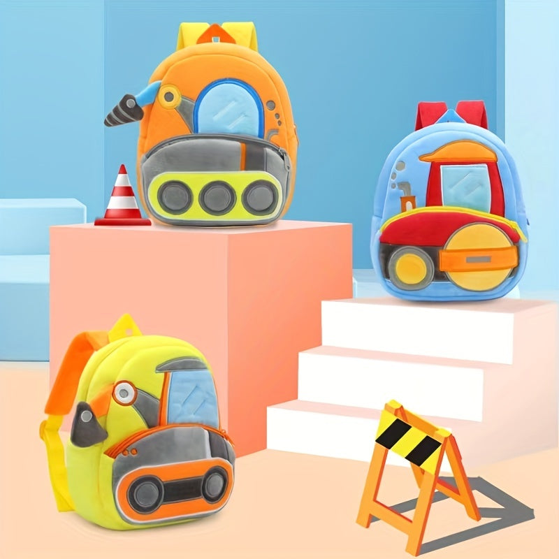 Excavator Dump Truck Style Plush Backpack for Kids