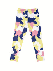 Girls Leopard Camo & Tie Dye Leggings Elastic Waist Yoga Pants