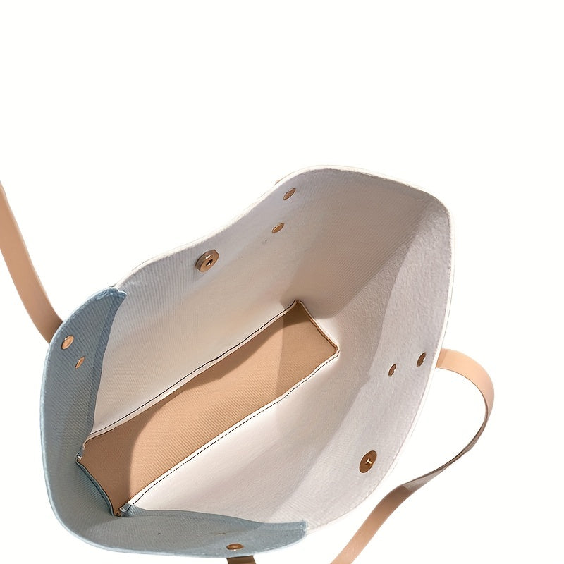 Contrast Tote Bag PU Leather Shoulder Bag