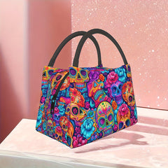 Colorful Skull Pattern Cooler Bag Halloween Leakproof Lunch Tote