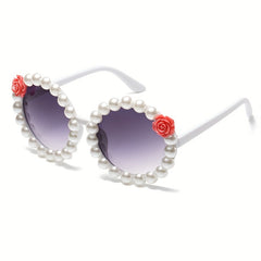 Flower & Beads Decor Sunglasses for Women Gradient Glasses UV400