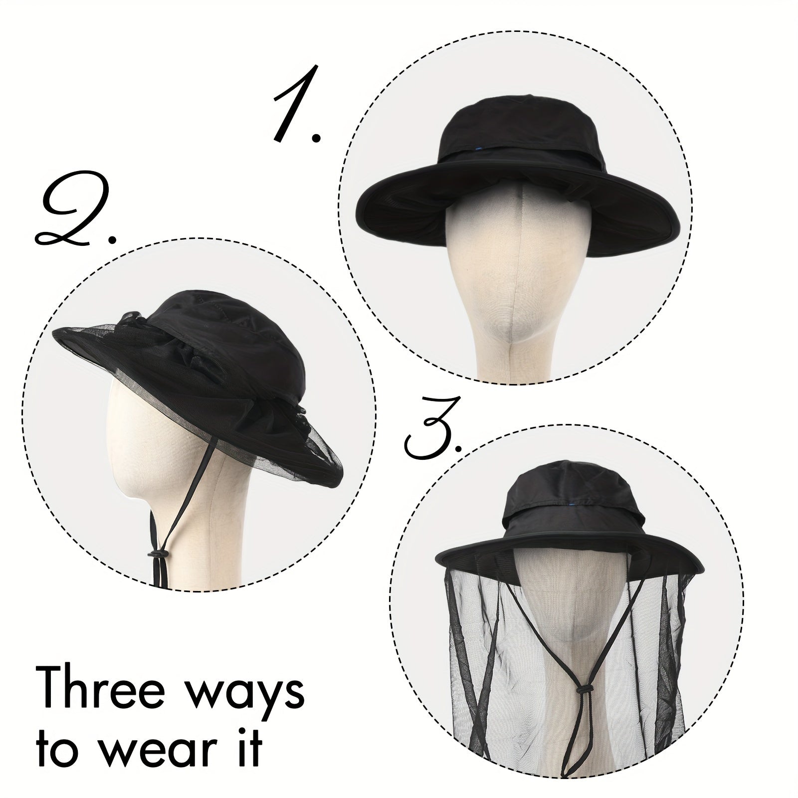 Mosquito Head Net Hat for Fishing Hiking Travel Outdoor Sun Hat