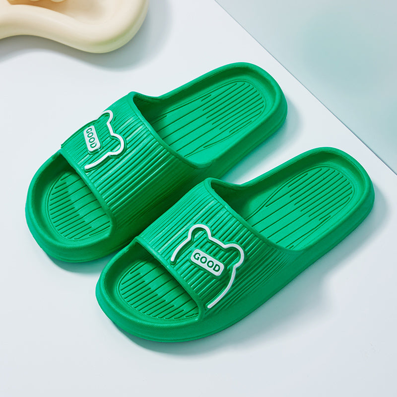 Women's Solid Slippers Open Toe Non slip Flat Indoor Bathroom Shoes