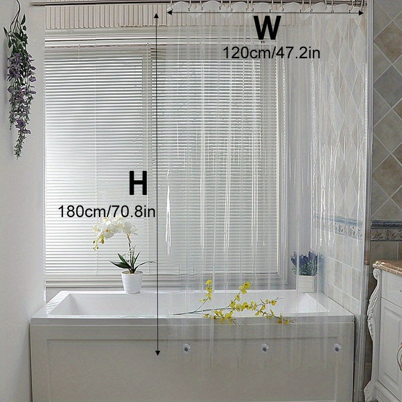 Transparent Shower Curtain Waterproof Curtain Rust Resistant Hooks