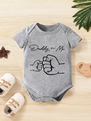 Baby Boys Casual Daddy Me Print Romper Short Sleeve Crew Neck Bodysuit