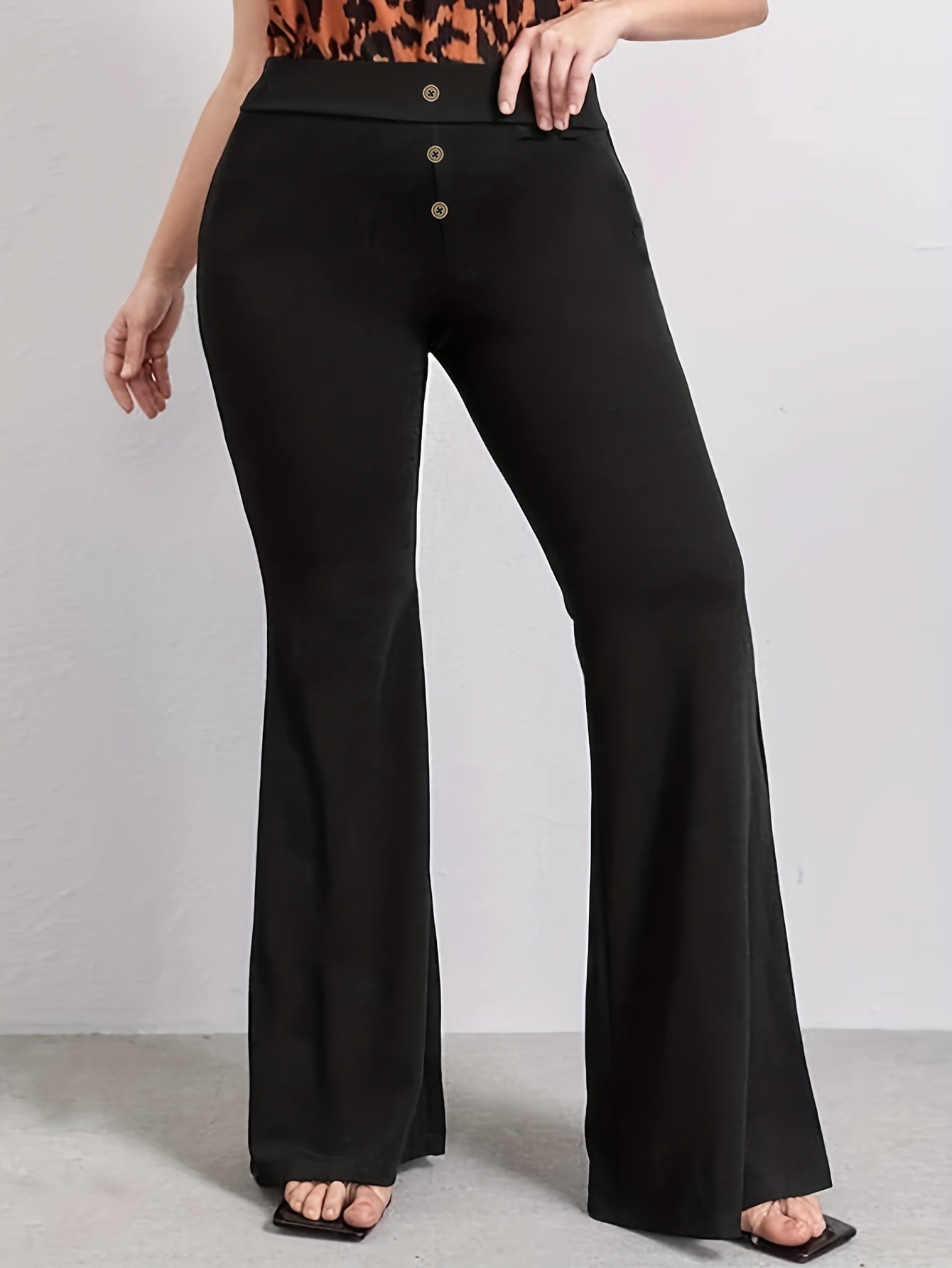  High Rise Flared Leg Trousers