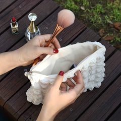 Minimalist Ruched Cosmetic Pouch Solid Carry On Bag