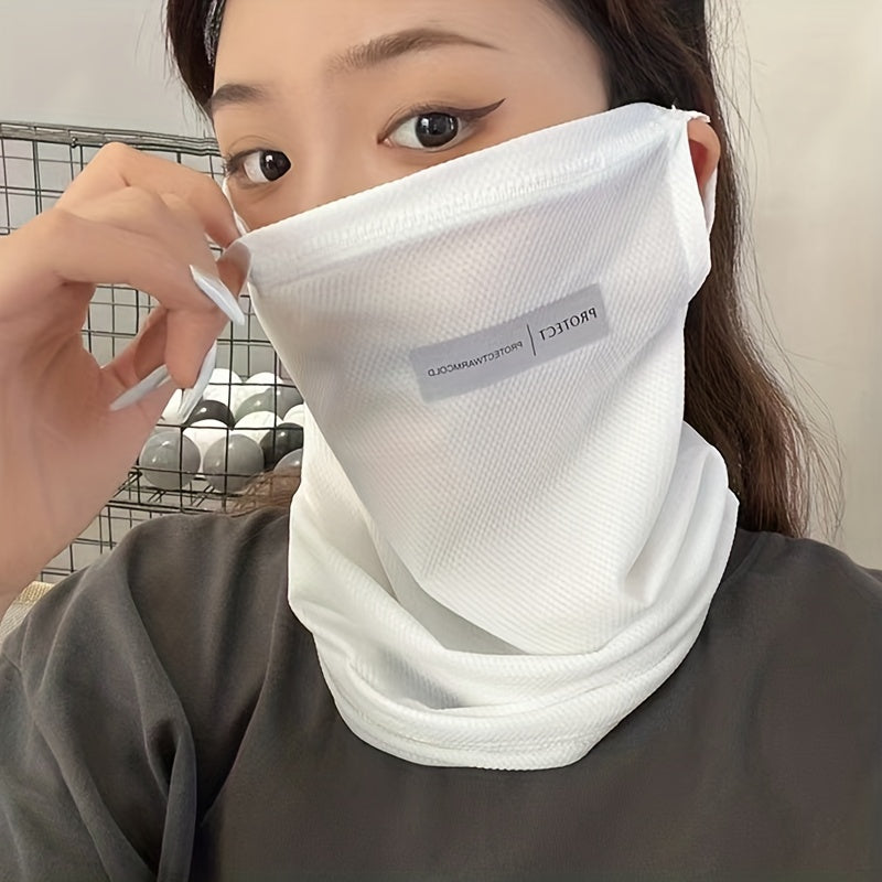 Ice Silk Sunproof Mask Ear Hook Neck Gaiter Solid Unisex Balaclava