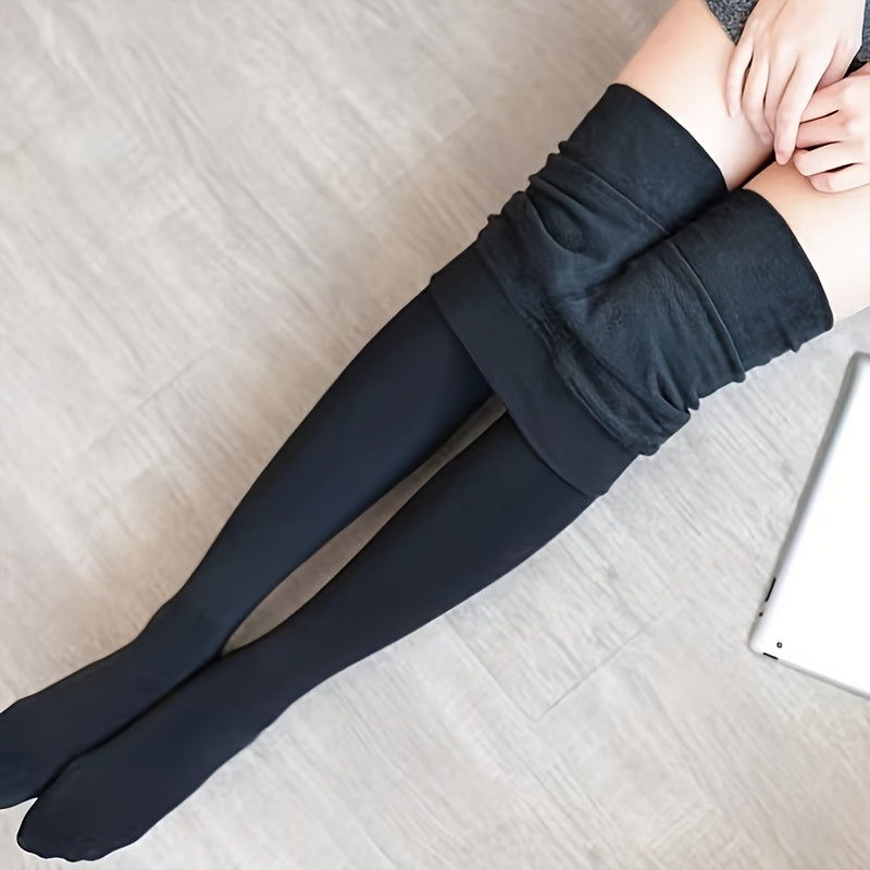 2 Pair Plush Lined Tights High Waist Thermal Leggings Women's Stockings