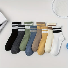 Striped Crew Socks Comfortable & Breathable Women's Stockings