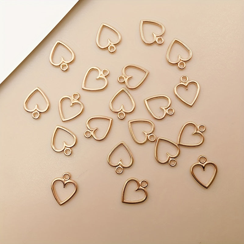 20pcs KC Golden Heart Charms Pendants DIY Jewelry Making Accessories