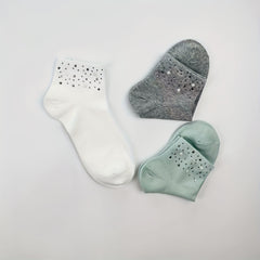 5 Pairs Rhinestone Crew Short Socks Women's Stockings
