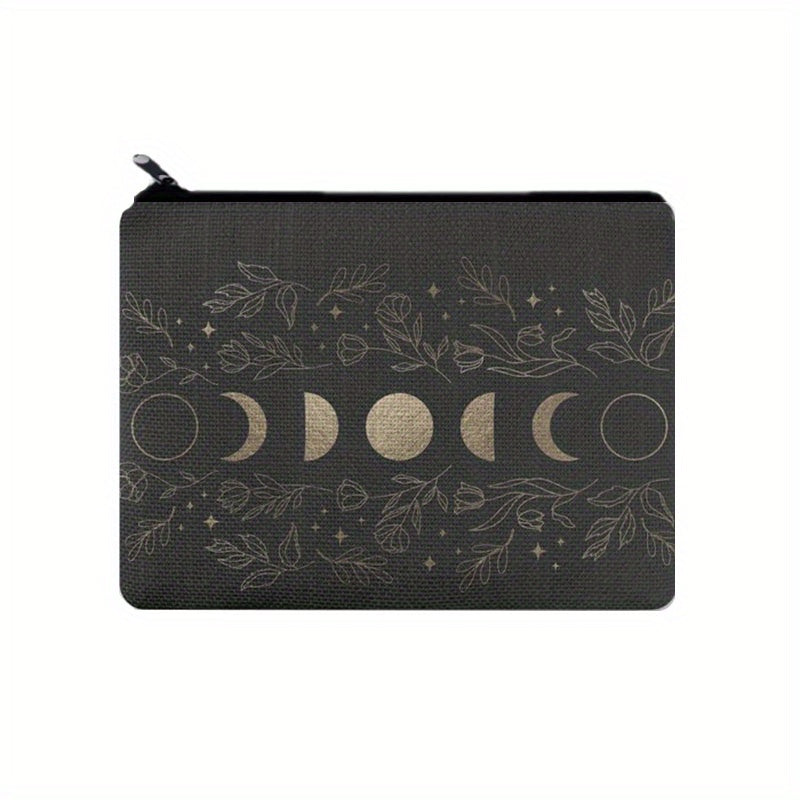 Moon Print Carry All Pouch Zipper Storage Bag Cosmetic Coin Purse