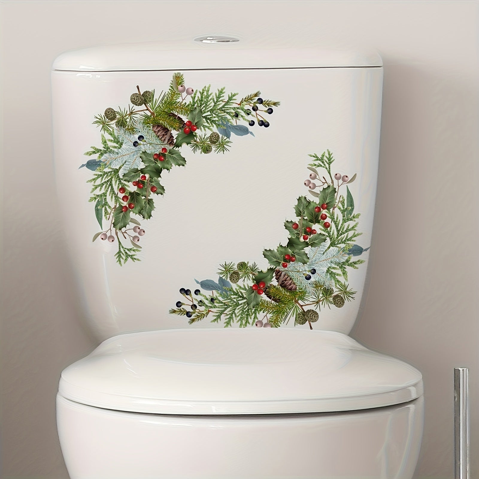 Christmas Tree Snowman Toilet Lid Sticker Self-adhesive Wall Decor