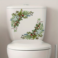 Christmas Tree Snowman Toilet Lid Sticker Self-adhesive Wall Decor