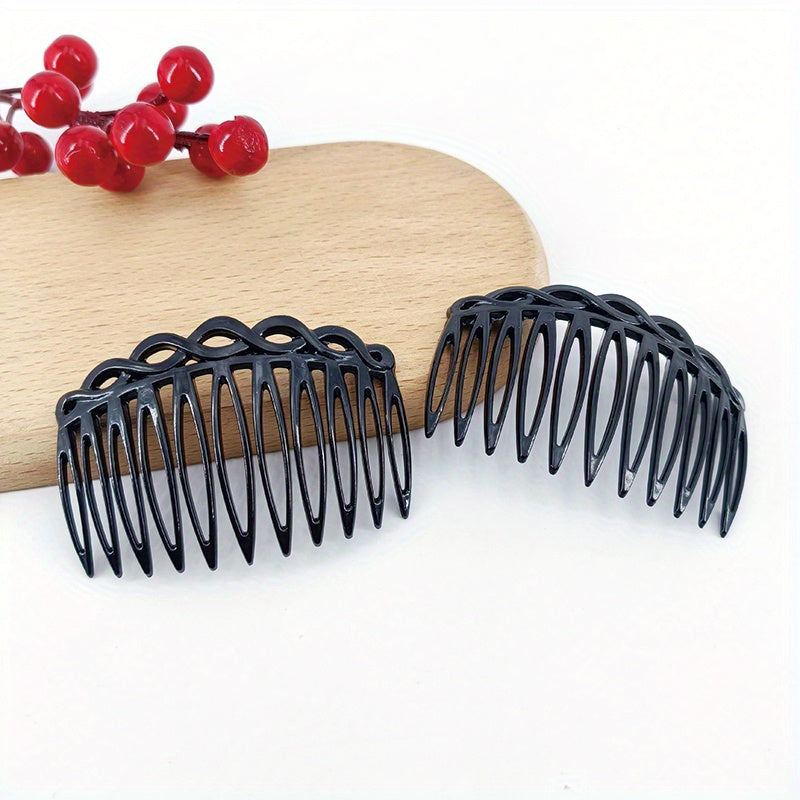 2pcs Solid Hair Comb Vintage Hair Pin Hair Bun Maker Non Slip Styling Tool