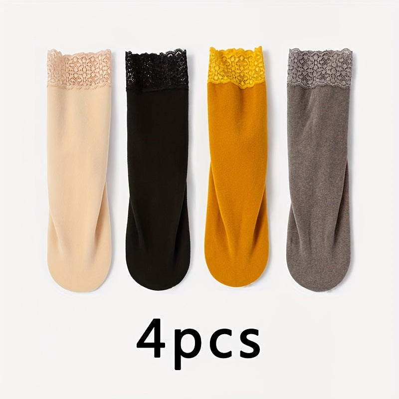 8 Pairs Lace Stitching Socks Comfy Warm Mid Tube Women's Stockings
