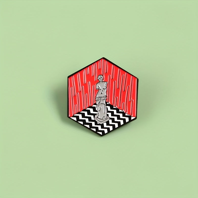 Severed Arm Plaster Figure Hexagonal Brooch Lapel