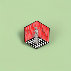 Severed Arm Plaster Figure Hexagonal Brooch Lapel