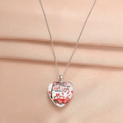 Red Bird & Car Love Heart Crystal Pendant Necklace for Women