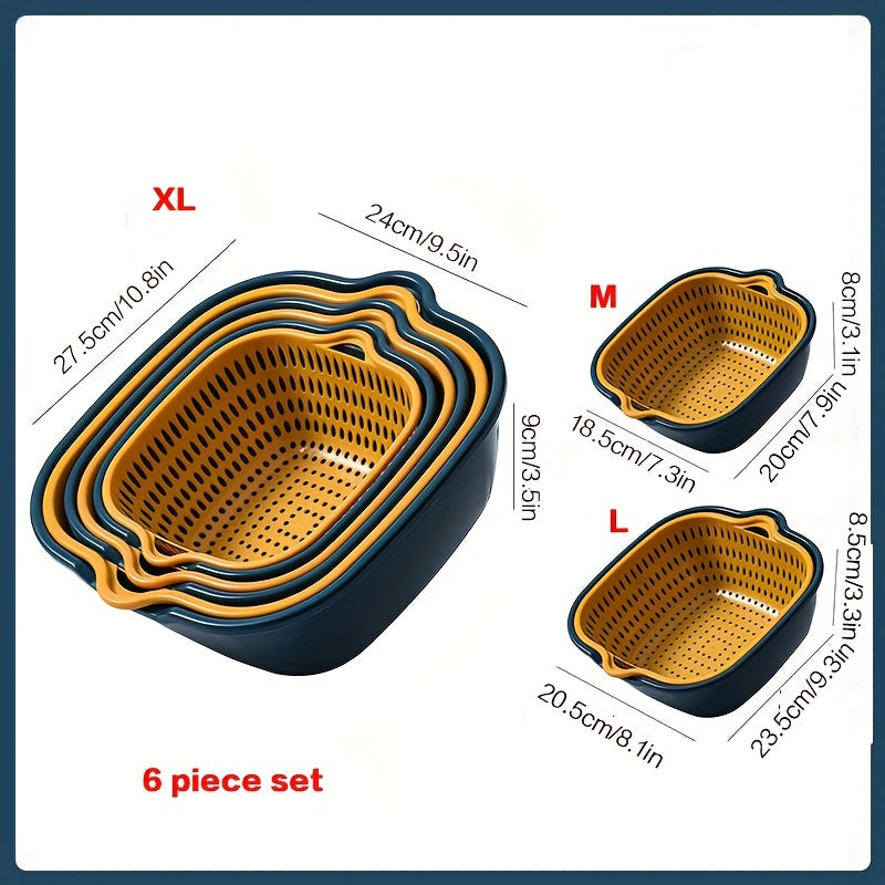 2-in-1 Vegetable Washing Basket Set - Drain Basin & Strainer for Food Cleaning