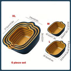 2-in-1 Vegetable Washing Basket Set - Drain Basin & Strainer for Food Cleaning
