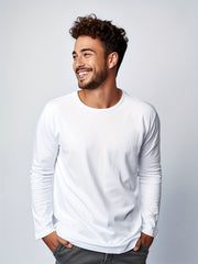 Men's Solid Cotton Long Sleeve Tee for Outdoor