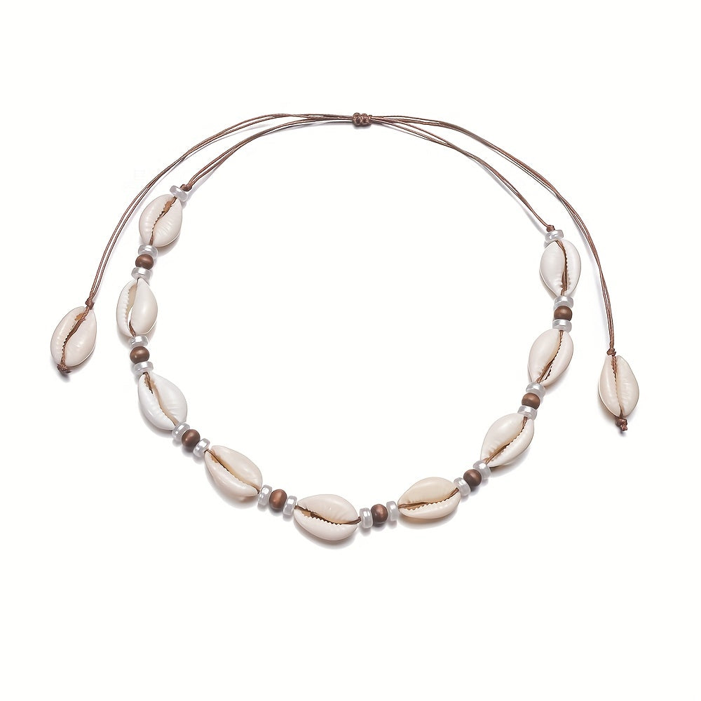 Vintage Braided Shell Ladies Necklace Summer Beach Style Neck Jewelry