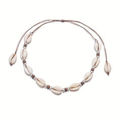 Vintage Braided Shell Ladies Necklace Summer Beach Style Neck Jewelry